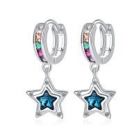 Earring Buail Huggie, Prás, Star, dath airgid plated, jewelry faisin & micrea réiteach zirconia ciúbach & do bhean, il-daite, nicil, luaidhe & caidmiam saor in aisce, 12x25mm, Díolta De réir Péire