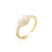 Brass Finger Ring gold color plated Adjustable & for woman & enamel 18mm Sold By PC