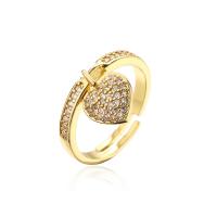 Kubieke Circonia Micro Pave Brass Ring, Messing, gold plated, Verstelbare & micro pave zirconia & voor vrouw, 18mm, Verkocht door PC