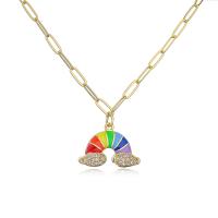 Collier en laiton, Placage de couleur d'or, styles différents pour le choix & pour femme & émail, plus de couleurs à choisir, Longueur Environ 17.7 pouce, Vendu par PC