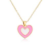 Brass Necklace Heart gold color plated for woman & enamel Length Approx 17.7 Inch Sold By PC