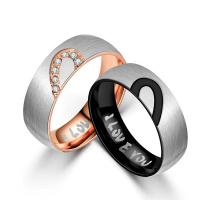 Titanium Steel Finger Ring plated & with rhinestone Sold By PC