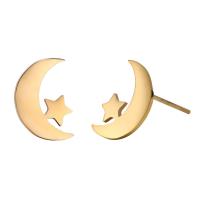 Pendientes de Acero Inoxidable, acero inoxidable 304, Luna y estrella, diferentes estilos para la opción & para mujer & hueco, 8-12mm, Vendido por Par