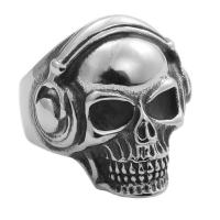 316 Stainless Steel Fingerring, Skull, poleret, mode smykker & forskellig størrelse for valg & for mennesket, Solgt af PC