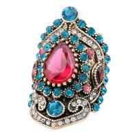 Indkøbskurv fingerring, Zinc Alloy, med Resin Rhinestone, guldfarve belagt, mode smykker & forskellig størrelse for valg & for kvinde & med rhinestone, nikkel, bly & cadmium fri, 42*22mm, Solgt af PC