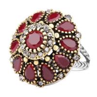 Strass vinger Ring, Zinc Alloy, met Resin Strass, plated, mode sieraden & verschillende grootte voor keus & voor vrouw & met strass, meer kleuren voor de keuze, nikkel, lood en cadmium vrij, 26mm, Verkocht door PC