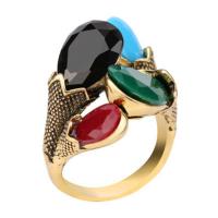 Zinklegering ringen, Zinc Alloy, met Resin Strass, antiek goud plated, mode sieraden & verschillende grootte voor keus & voor vrouw, nikkel, lood en cadmium vrij, Verkocht door PC