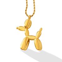 Colar de aço titânio, Partículas de aço, with 5cm extender chain, Cachorro, para mulher, dourado, 33x44mm, comprimento Aprox 50 cm, vendido por PC