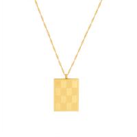 Collier d'acier titane, avec 5cm chaînes de rallonge, rectangle, pour femme, doré, 15x20mm, Longueur Environ 40 cm, Vendu par PC