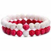 Gemstone Bracelets Pinus koraiensis with Howlite Round handmade elastic & Unisex 8mm Length 7.5 Inch Sold By PC