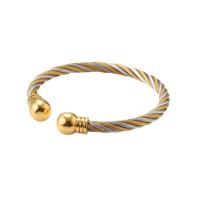 304 rustfrit stål Cuff Bangle, Unisex, gylden, 5mm, Indvendig diameter:Ca. 56mm, Solgt af PC