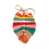 Key Chain, Bomuldsgarn, med Zinc Alloy, Feather, guldfarve belagt, Bærbare, flere farver til valg, nikkel, bly & cadmium fri, 60x130mm, Solgt af PC