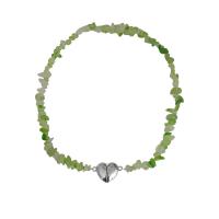 Gemstone Jewelry karoliai, Cinko lydinys, su Natūralus akmuo, Bižuterijos & moters, žalias, nikelio, švino ir kadmio nemokamai, Ilgis Apytiksliai 14.96 Inch, Pardavė PC