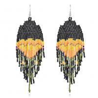 Fashion Fringe Oorbellen, Zinc Alloy, met Seedbead, mode sieraden & voor vrouw, multi-gekleurde, 115x35mm, Verkocht door pair