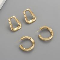 Brass Stud Earring real gold plated fashion jewelry & for woman golden Sold By Pair