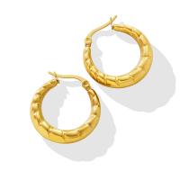 Titanium Staal Hoop Earring, voor vrouw, gouden, 25mm, Verkocht door pair