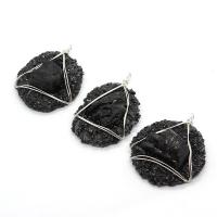 Quartz Gemstone Pendants Resin with Quartz & Brass irregular silver color plated Unisex black 35x45- Sold By PC