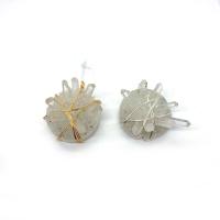 Quartz Gemstone Pendants Resin with Clear Quartz & Brass irregular plated Unisex 30-35mm Sold By PC