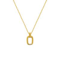 Collier d'acier titane, avec 5cm chaînes de rallonge, rectangle, Plaqué or 18K, bijoux de mode & pour femme, doré, 10x19mm, Longueur Environ 40 cm, Vendu par PC