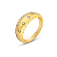 Titanium ringen, Titanium Staal, Donut, 18K verguld, mode sieraden & verschillende grootte voor keus & micro pave zirconia & voor vrouw, meer kleuren voor de keuze, 6mm, Maat:6-8, Verkocht door PC