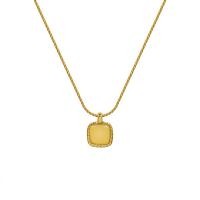 Collier d'acier titane, avec 5cm chaînes de rallonge, cadre, Plaqué or 18K, bijoux de mode & pour femme, plus de couleurs à choisir, 12mm, Longueur Environ 40 cm, Vendu par PC