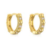 Boucle d'oreille Creole cerceau laiton, Placage de couleur d'or, styles différents pour le choix & pavé de micro zircon & pour femme, Vendu par paire