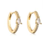 Orecchini cerchietti Hoop ottone, placcato color oro, Micro spianare cubic zirconia & per la donna, nessuno, 18x17mm, Venduto da coppia