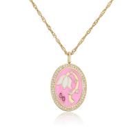 Cubic Zircon Micro Pave Brass Necklace gold color plated micro pave cubic zirconia & for woman & enamel Length Approx 17.7 Inch Sold By PC