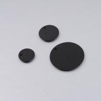 Stainless Steel Tag Charm 304 Stainless Steel Round Vacuum Ion Plating fashion jewelry & DIY black Sold By PC