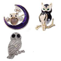 emalje broche, Zinc Alloy, Owl, forgyldt, Unisex & forskellige stilarter for valg & med rhinestone, nikkel, bly & cadmium fri, 10pc'er/Lot, Solgt af Lot