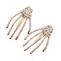 Næb klip, Zinc Alloy, Hand, forgyldt, for kvinde & med rhinestone, flere farver til valg, nikkel, bly & cadmium fri, 64mm, 10pc'er/Lot, Solgt af Lot