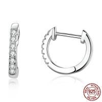 925 Sterling Silver Huggie Hoop Earring, oxidation, olika storlek för val & för kvinna & med strass, fler färger för val, Säljs av Par