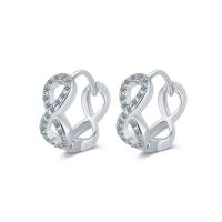 Orecchini cerchietti Hoop ottone, placcato, Micro spianare cubic zirconia & per la donna & cavo, nessuno, 14mm, Venduto da coppia