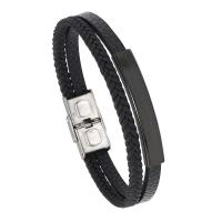 PU Cord Armband, med 304 rostfritt stål, handgjord, mode smycken & Unisex, fler färger för val, 10mm, Längd Ca 8.27 inch, Säljs av PC