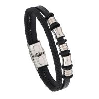 PU cavo bracciali, with 304 acciaio inox, fatto a mano, gioielli di moda & unisex, nessuno, 10mm, Lunghezza Appross. 8.27 pollice, Venduto da PC