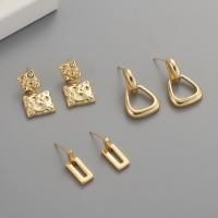 Pendientes de Gota en Latón, metal, chapado en oro real, Joyería & diferentes estilos para la opción & para mujer, dorado, Vendido por Par