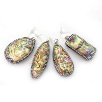 Natuurlijke Abalone Shell Hangers, Abalone Schelp, met strass klei pave, uniseks & verschillende stijlen voor de keuze, meer kleuren voor de keuze, Verkocht door PC