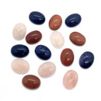 Gemstone Cabochons, Blå Sandsten, med Goldstone, ellipse, du kan DIY & forskellige materialer til valg, flere farver til valg, 12x16mm, Solgt af PC