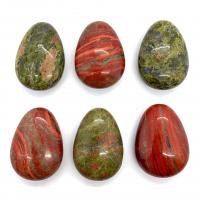 Gemstone Ékszer Gyöngyök, Unakite, -val Red Jasper, Könnycsepp, DIY & nincs lyuk, több színt a választás, 27x38mm, Által értékesített PC