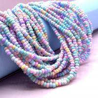 Micangas de vidro misto, Seedbead, Roda plana, DIY, cores misturadas, 4mm, Buraco:Aprox 1.6mm, 100PCs/Strand, vendido por Strand