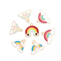 Zinc Alloy Enamel Pendants Rainbow gold color plated DIY Sold By Bag