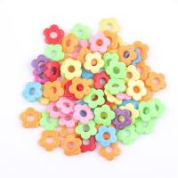 Plastic Kralen, Bloem, spuitgieten, DIY, gemengde kleuren, 19x19x4.20mm, Gat:Ca 6mm,1.7mm, 50pC's/Bag, Verkocht door Bag