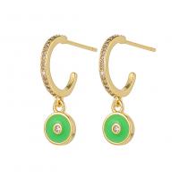 Brass Drop Earring gold color plated for woman & enamel Sold By Pair