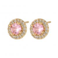 Strass Earring, Messing, gold plated, voor vrouw & met strass, meer kleuren voor de keuze, 9x9mm, Verkocht door pair