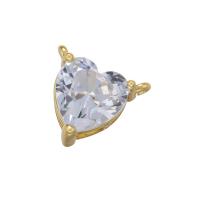 Pendenti di ottone di Cubic Zirconia (CZ), Cuore, placcato, Micro spianare cubic zirconia, nessuno, 11x12mm, Venduto da PC