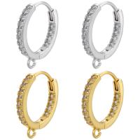 ottone Individuazione di orecchino huggie Hoop, placcato, Micro spianare cubic zirconia & per la donna, nessuno, 20x16mm, Venduto da coppia