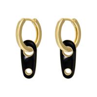 Pendiente Pendiente Huggie Hoop, metal, chapado en color dorado, para mujer & esmalte, más colores para la opción, 14x23mm, Vendido por Par