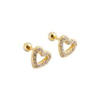 925 Sterling Silver Stud Earrings Heart plated for woman & with rhinestone Sold By Pair