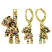 Messing hanger met micro-paved kubieke zirconia's, Dragen, gold plated, mode sieraden & verschillende stijlen voor de keuze & micro pave zirconia & voor vrouw, multi-gekleurde, Gat:Ca 4mm, 10pC's/Lot, Verkocht door Lot