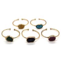 laiton bracelet manchette, avec agate quartz de glace, Irrégulière, Placage de couleur d'or, pour femme, plus de couleurs à choisir, protéger l'environnement, sans nickel, plomb et cadmium, 63mm, Vendu par PC